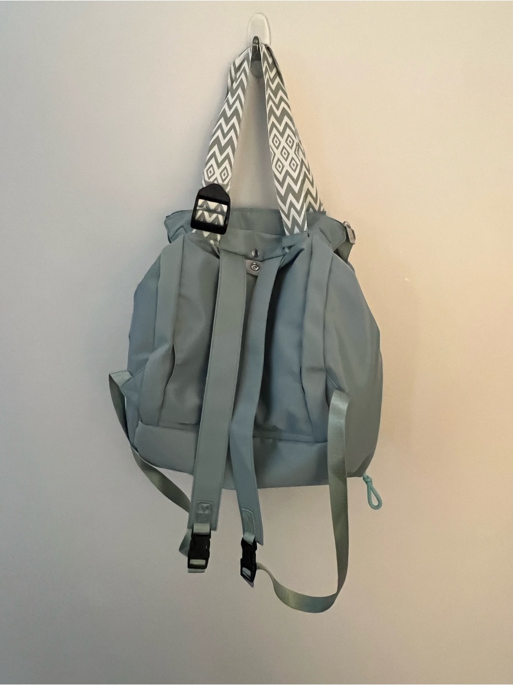Mint Green Convertible Tote Backpack Travel Bag Aqua Multi Pocket - Picture 9 of 10